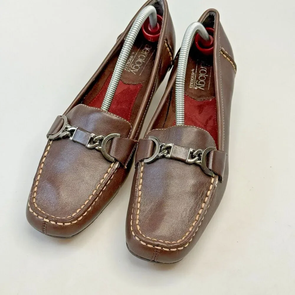 Aerosoles Aerology Size 6.5 Women Davenport Dark Brown Kitten Heels Leather EUC